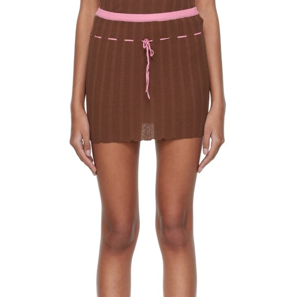 NWT Gimaguas Macondo Brown Pink Knit Tie Mini Skirt - Picture 7 of 10